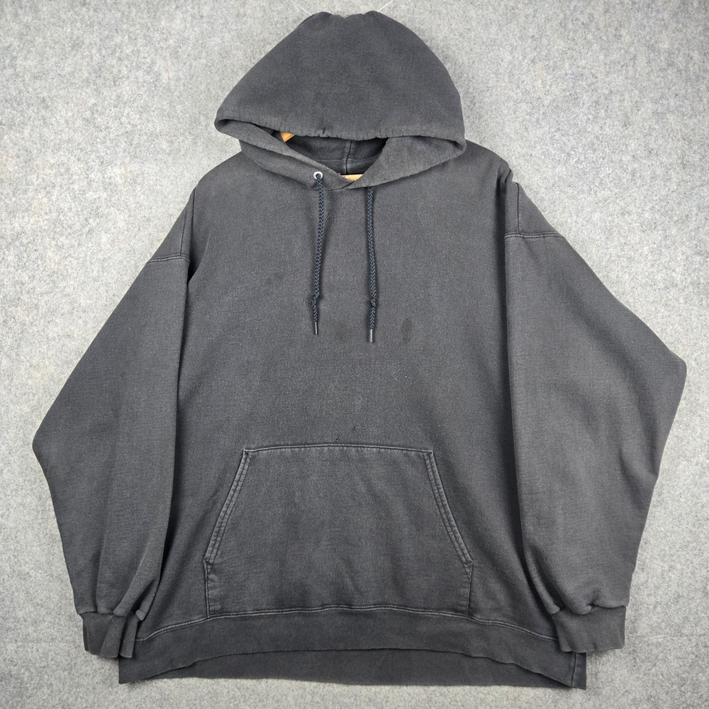 Vintage Hanes Hoodie Mens XL Black 90s Faded Ultimate Cotton PrintPro Pullover